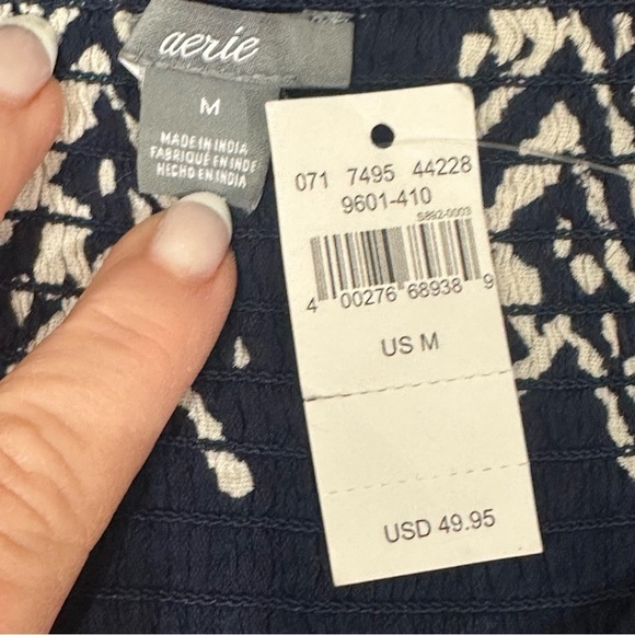 Aerie Cut Out Maxi Dress Blue White Print - Picture 5 of 6